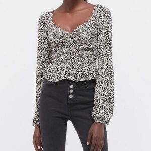 Urban Outfitters Shaina Ruched Long Sleeve Top